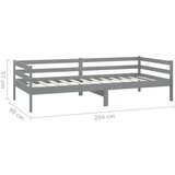  Dnevni ležaj s madracem 90 x 200 cm sivi od masivne borovine | shoptok.hr