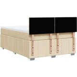 vidaXL Box spring postelja z vzmetnico krem 160x200 cm blago, (21321342) | Shoptok.si