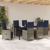  7 delni set vrtne jedilnice z blazinicami Črna Poli ratan, (22086923) | Shoptok.si