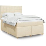  Krevet s oprugama i madracem krem 140x200 cm od tkanine | shoptok.hr