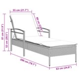 vidaXL ležalnik na soncu z blazino Rjava 63x200x81 cm Poli ratan | Shoptok.si