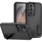 AVIZAR Ojačana zaščita za Galaxy S26 Plus tri-materilana s stojalom, Črna, (5000275484) | Shoptok.si