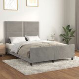The Living Store Posteljni okvir z vzglavjem svetlo siv 140x200 cm žamet - Posteljni Okvir Z Vzglavjem, (21492656) | Shoptok.si