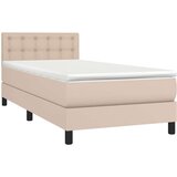  Krevet box spring madrac LED cappuccino 90x190cm umjetna koža | shoptok.hr