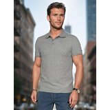 DStreet Koszulka męska polo z naszywką szara | Shoptok.si