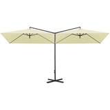  Dvojni senčnik z jeklenim drogom peščen 600x300 cm | Shoptok.si