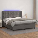  Box spring s madracem LED sivi 180x200cm od umjetne kože Cijene