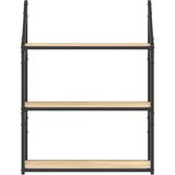 vidaXL Stenska polica 3-nadstropna sonoma hrast 60x21x78,5 cm inž. les | Shoptok.si
