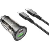 Borofone Auto Punjač sa kablom 1m Type-C to iPhone/lightning BZ26A Shadow PD43W USB + Type-C car set transparent black Cijene