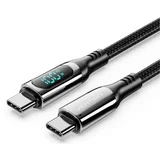 Cotton Braided USB 2.0 C Male to C Male 5A Cable With LED Display 1,2m