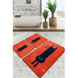Set tepiha za kupatilo Comfort, 3 komada, narandžasta