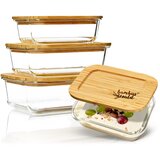 Klarstein set posuda za skladištenje hrane, bambusovi poklopac, set od 4 komada, različite veličine | shoptok.hr