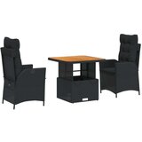  3-dijelni vrtni blagovaonski set s jastucima od poliratana crni | shoptok.hr