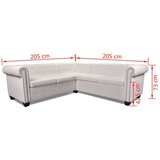vidaXL Chesterfield kotna sedežna garnitura umetno usnje bela | Shoptok.si