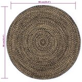  Ručno rađeni tepih od jute crne i prirodne boje 90 cm | shoptok.hr