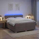  Krevet s box springom, madracem i LED-om Sivosmeđa 200 x 200 cm | shoptok.hr