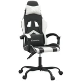 Vrtljiv gaming stol črno in belo umetno usnje, (21378369)