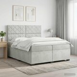  Boxspring krevet s madracem Svjetlosiva 200 x 200 cm Baršun | shoptok.hr