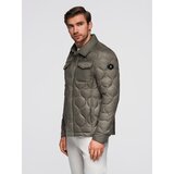 Ombre Men's quilted jacket in shirt cut - khaki | ePonuda.com