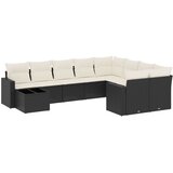  10-dijelni set vrtnih sofa s jastucima crni od poliratana | shoptok.hr