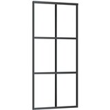 Furnova Drsna vrata ESG steklo in aluminij 90x205 cm črna, (21944795) | Shoptok.si