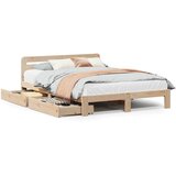 Maison Chic Posteljni okvir - Dvoposteljna postelja - Zakonska postelja brez vzmetnice 150x200 cm trdna borovina-J10975, (21760317) | Shoptok.si