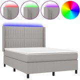  box spring s madracem LED svjetlosivi 140x200 cm tkanina | shoptok.hr