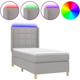  Box spring postelja z vzmetnico LED svetlo siva 90x190 cm blago, (20789397) | Shoptok.si