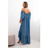 Kesi Włoski Women's dress with short sleeves and frill dark denim | Shoptok.si