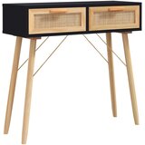  Konzolni stol crni 80x30x75 cm od borovine i prirodnog ratana | Eponuda.ba