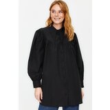 Trendyol Black Collar Detailed Relaxed Fit Cotton Woven Shirt Cene