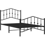 Metalni okvir kreveta s uzglavljem i podnožjem crni 100x190 cm | Shoptok.si