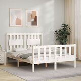 vidaXL Okvir za krevet s uzglavljem bijeli 140x200 cm od masivnog drva Cijene