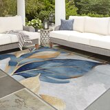 Mila Home modra/zlata pralna preproga 120x180 cm golden leaves – | Shoptok.si