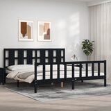 vidaXL Posteljni okvir z vzglavjem črn 200x200 cm trden les | Shoptok.si