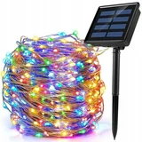  Solarne novoletne lučke veriga 100 LED RGB barvne 10m 8 funkcij