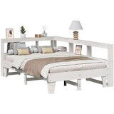  Knjižna postelja brez vzmetnice bela 135x190 cm trdna borovina | Shoptok.si