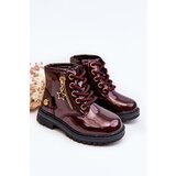 EVENTO Burgundy Patent Leather Zip-Up Ankle Boots Felori | Shoptok.si
