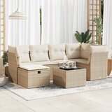 Maison Chic Seti vrtnega pohištva - Vrtna garnitura - Vrtni pohištvo set 7-delna z blazinami bež poli ratan, (21804858) | Shoptok.si