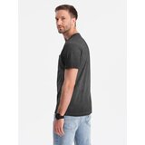 Ombre Men's brindle V-neck t-shirt with pocket - black | Shoptok.si