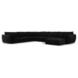 Mazzini Sofas Črna žametna kotna sedežna garnitura v obliki črke "U" (levi kot) Vanda – | Shoptok.si