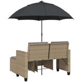 vidaXL Vrtni dvosjed sa suncobranom i tabureima bež od poliratana | shoptok.hr
