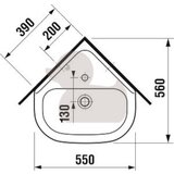 Jika H8166140001041 Deep 55 x 56 cm kotni keramični umivalnik z odprtino za armaturo | Shoptok.si