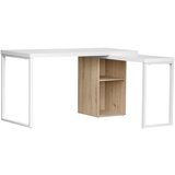 MID.YOU kotna pisalna miza kovina, leseni material bela, barve hrasta | Shoptok.si