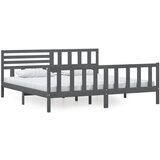 Furnova Posteljni okvir siv iz trdnega lesa 200x200 cm, (21942154) | Shoptok.si