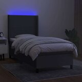  Box spring postelja z vzmetnico LED temno siva 90x200 cm blago, (20789401) | Shoptok.si