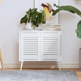 vidaXL Vrata za omarico z letvicami 2 kosa bela 39,5x29,5 cm | Shoptok.si