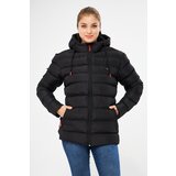 River Club Women's Black Fibrous Water And Windproof Hooded Down Coat | ePonuda.com