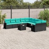  11-dijelni vrtni set s jastucima crni poliratan | shoptok.hr