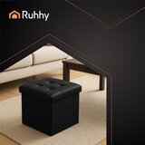 Ruhhy sklopivi puf s prostorom za pohranu 38 × 38 cm, crna eko koža | shoptok.hr